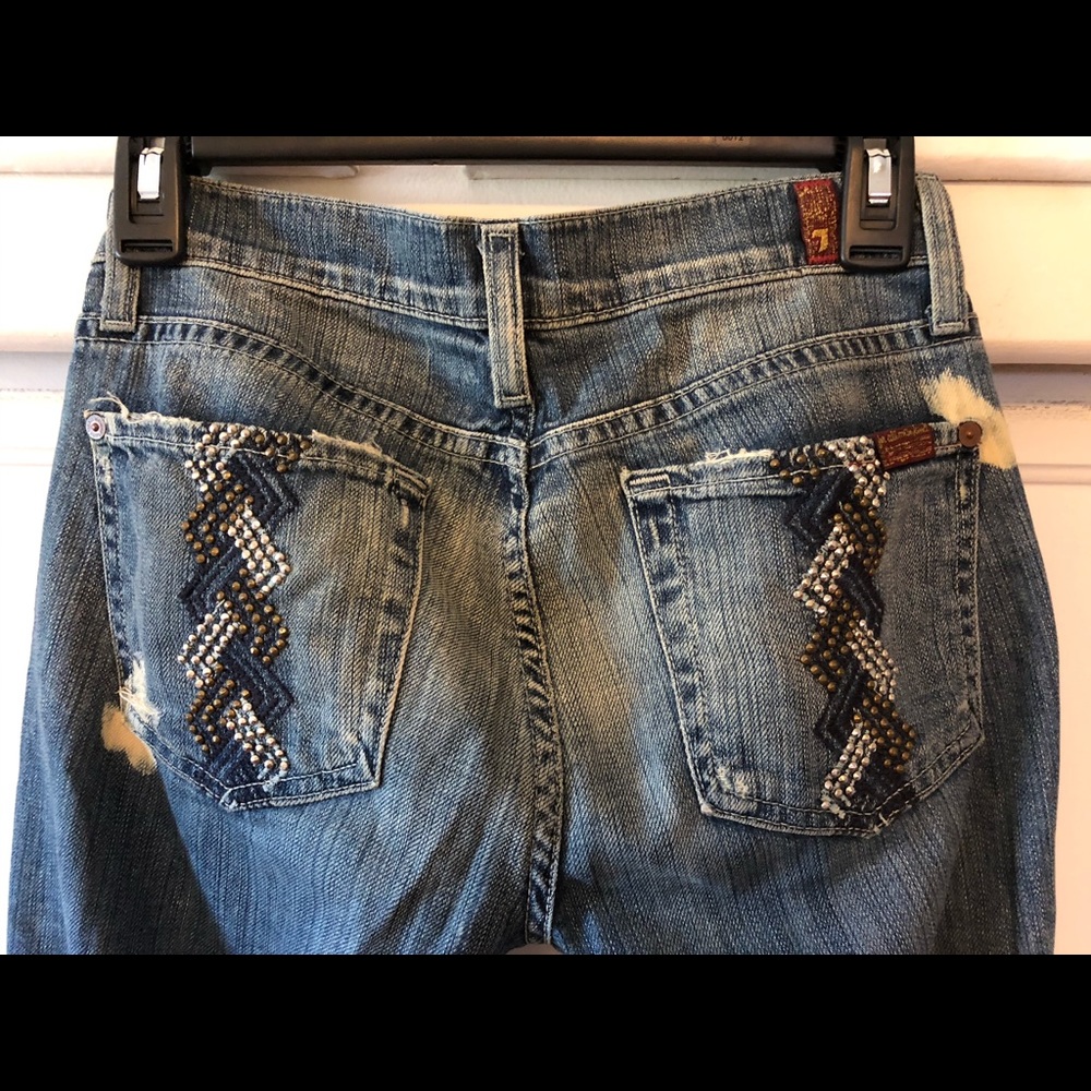 7 for all mankind rhinestone denim, size 25